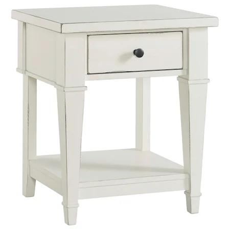Cottage Style One Drawer Night Stand with Open Shelf